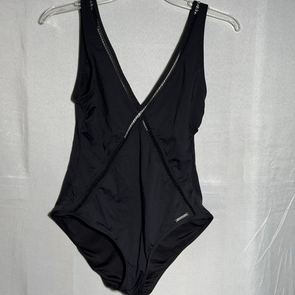Michael Kors Black One Piece Swimsuit Cutout Ladder Trim Size 12 Beach Summer
